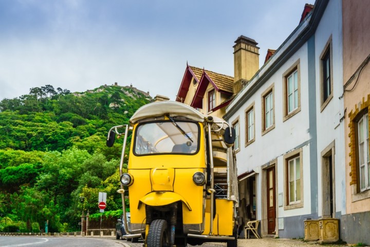 a truck is parked on the side of a building
