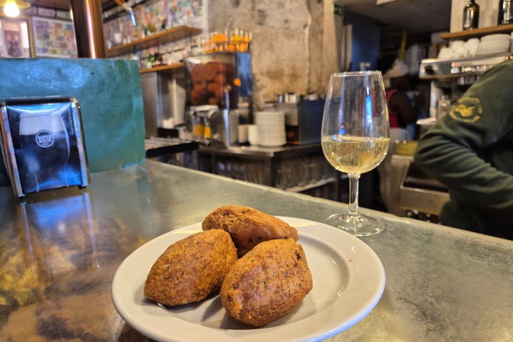 Cod Fish Cakes, Green Wine